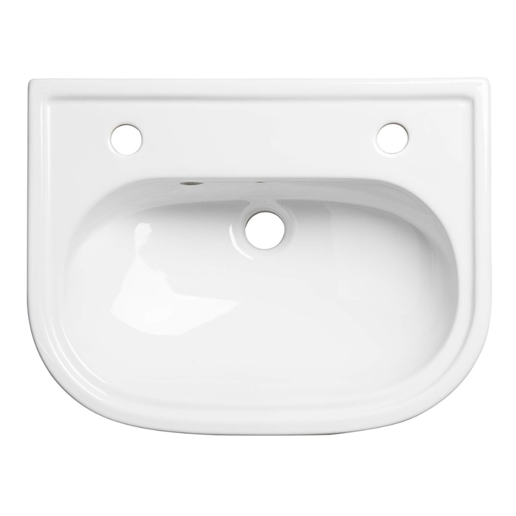 Product cut out image of the Tavistock Lansdown 490mm Slim Depth Semi-Countertop Basin 2 Tap Hole
