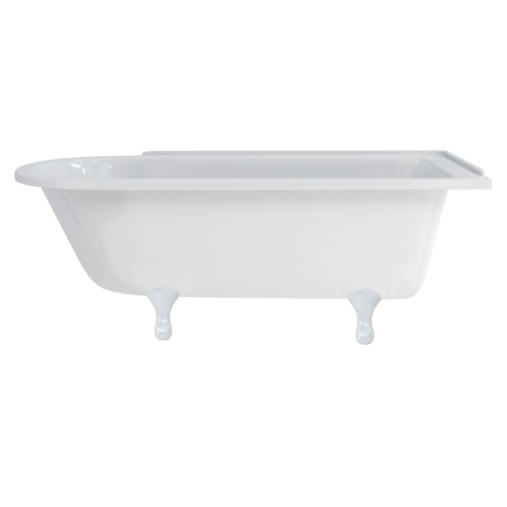 Burlington Hampton 1700mm Right Freestanding Shower Bath With White Classical Feet