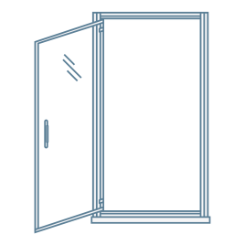 iconography image of a hinged shower door