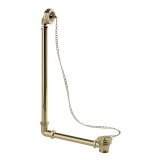 Product Cut out image of the Burlington Gold Exposed Bath Overflow with Plug & Chain