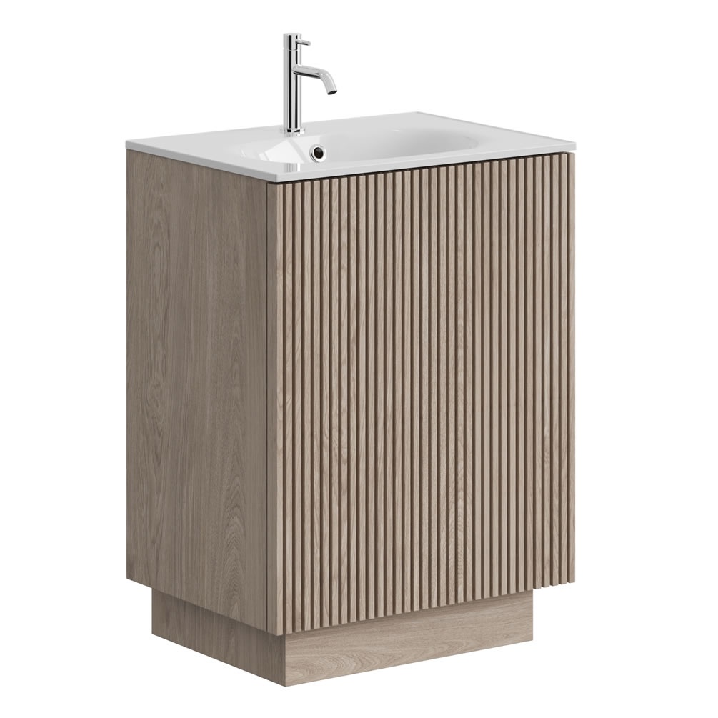 Crosswater Limit Modern Oak 600mm Floorstanding Vanity Unit & Basin