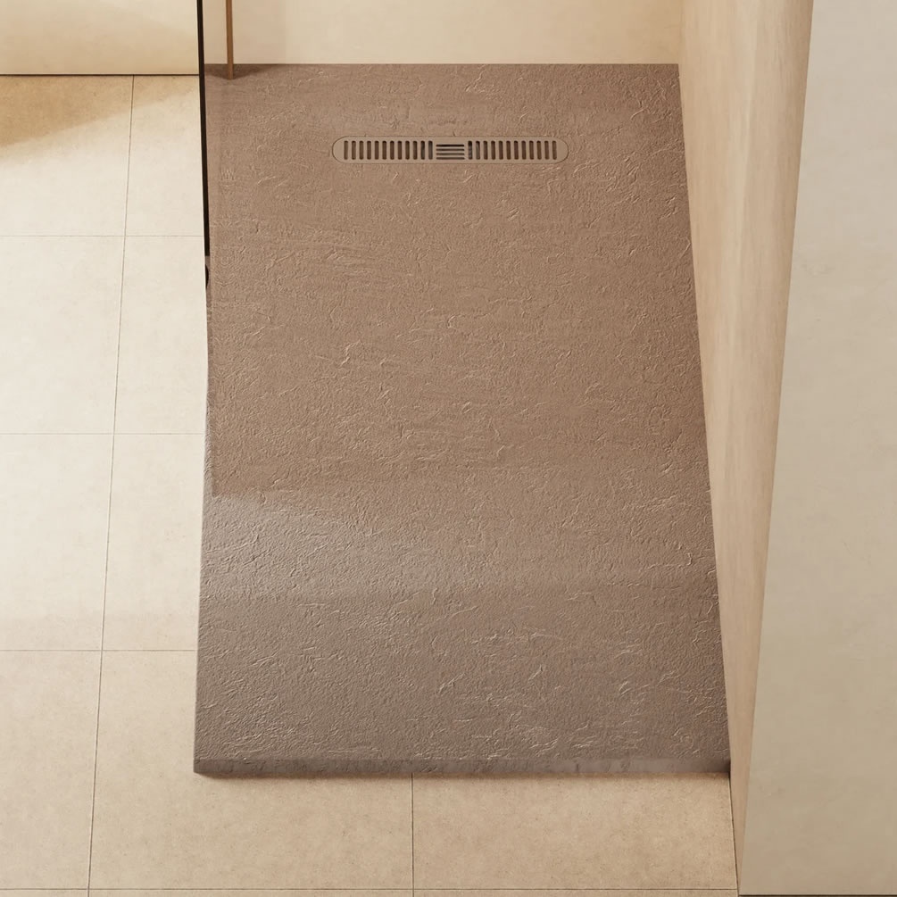 Lifestyle image of Crosswater Vito 1600mm x 800mm Brown Anti-Slip Rectangular Shower Tray