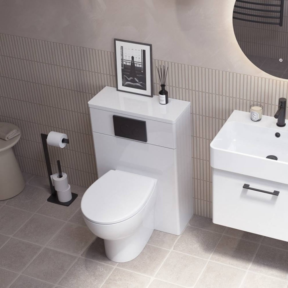 Tavistock Arlo Gloss White Back To Wall WC Unit & Worktop - Lifestyle Image