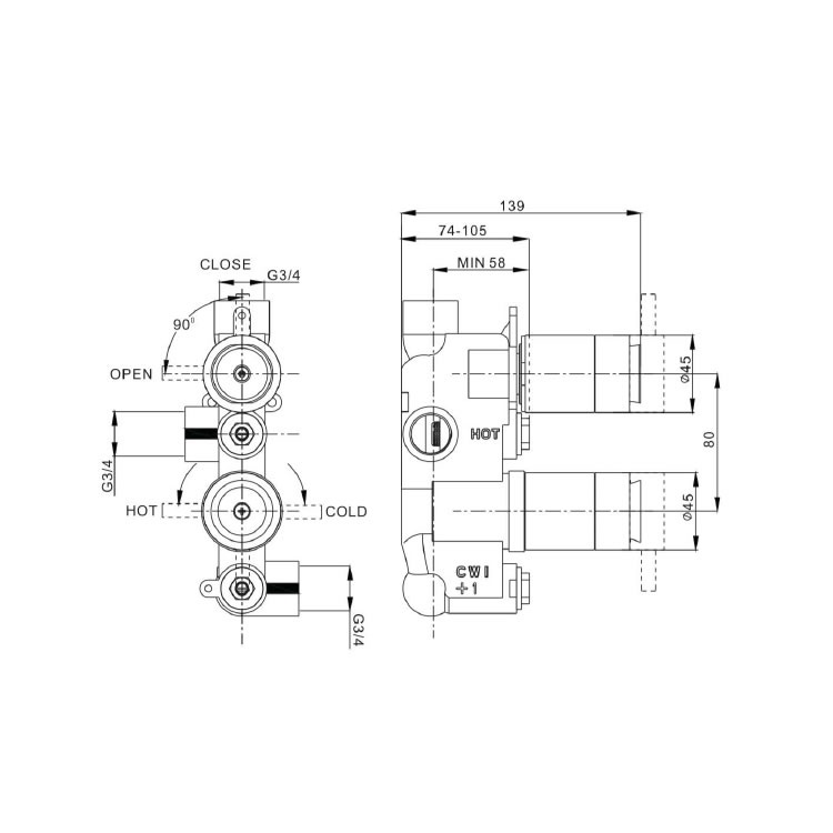 Crosswater MPRO Chrome Thermostatic Shower Valve PRO1000RC