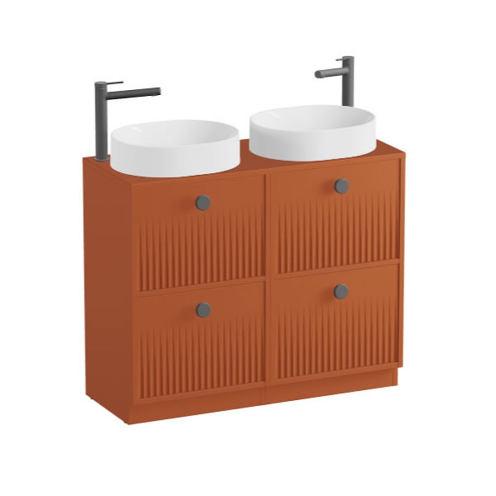 Vado Safari Fluted 1000mm Terracotta Floorstanding Vanity Unit & Worktop
