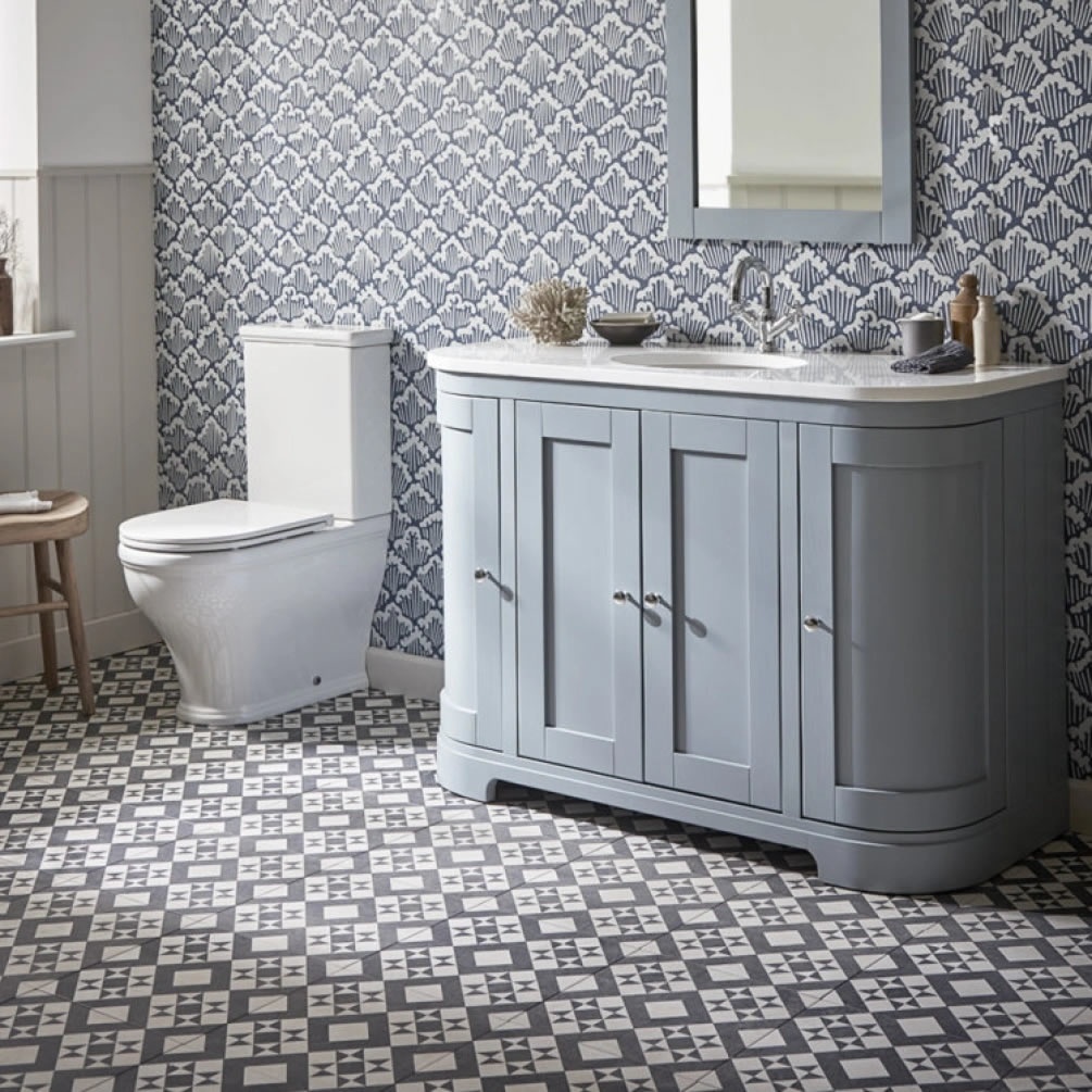 Tavistock Lansdown 1200mm Matt Mineral Blue Curved Undermount Unit & Worktop - Lifestyle Image 1