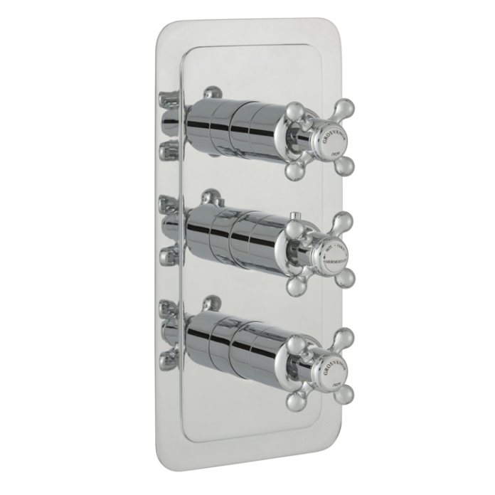 Photo of JTP Grosvenor Cross Two Outlet Portrait Thermostatic Shower Valve - White Indices Cut Out