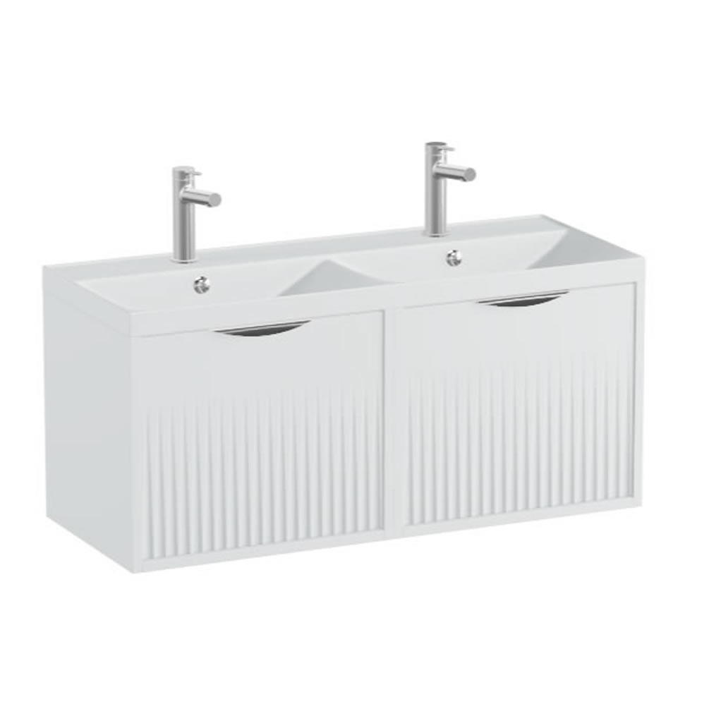 Vado Safari Fluted 1000mm Arctic White Wall Hung Vanity Unit & Arctic White Basin