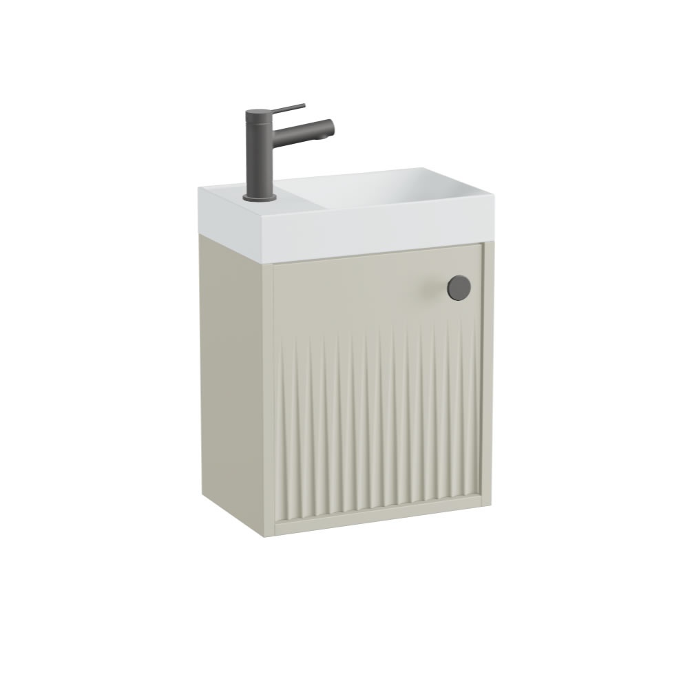 Vado Safari Fluted 400mm Cashmere Wall Hung Cloakroom Vanity Unit & Mineral Basin