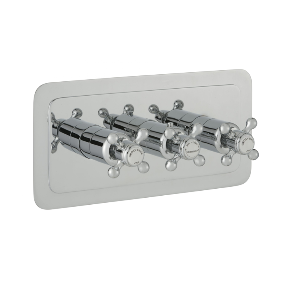 Photo of JTP Grosvenor Cross Landscape Two Outlet Shower Valve - White Indices Cutout