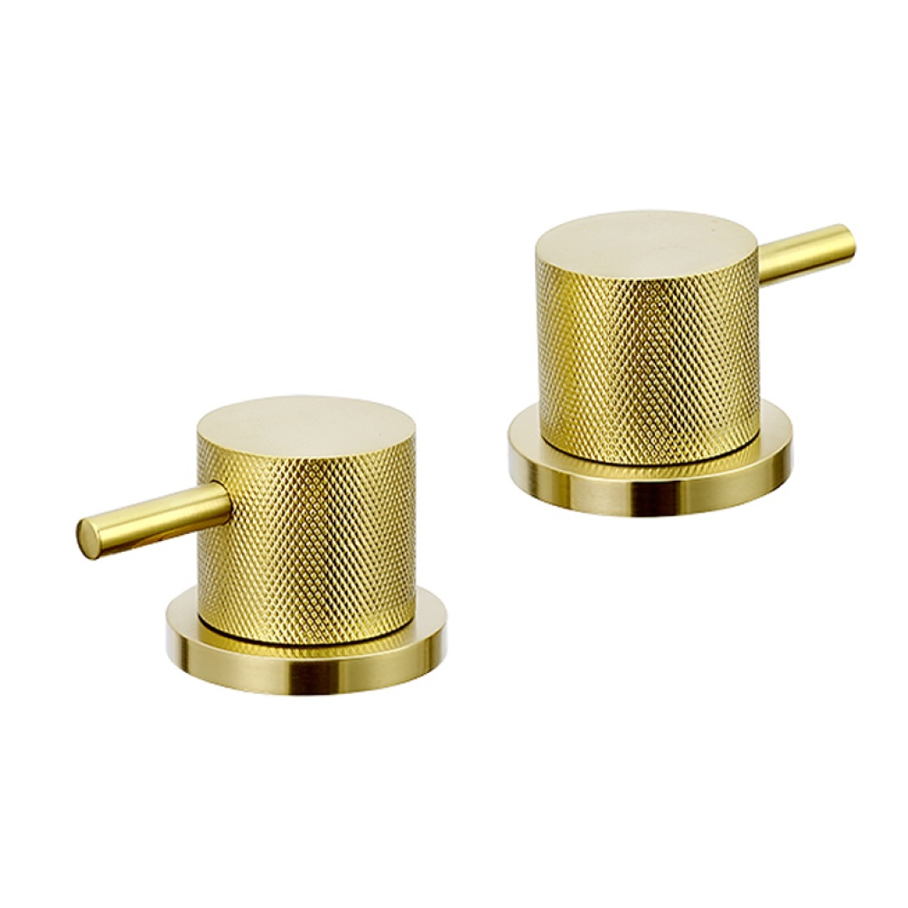 JTP Vos Brushed Brass Deck Mounted Panel Valves With Knurled Handles