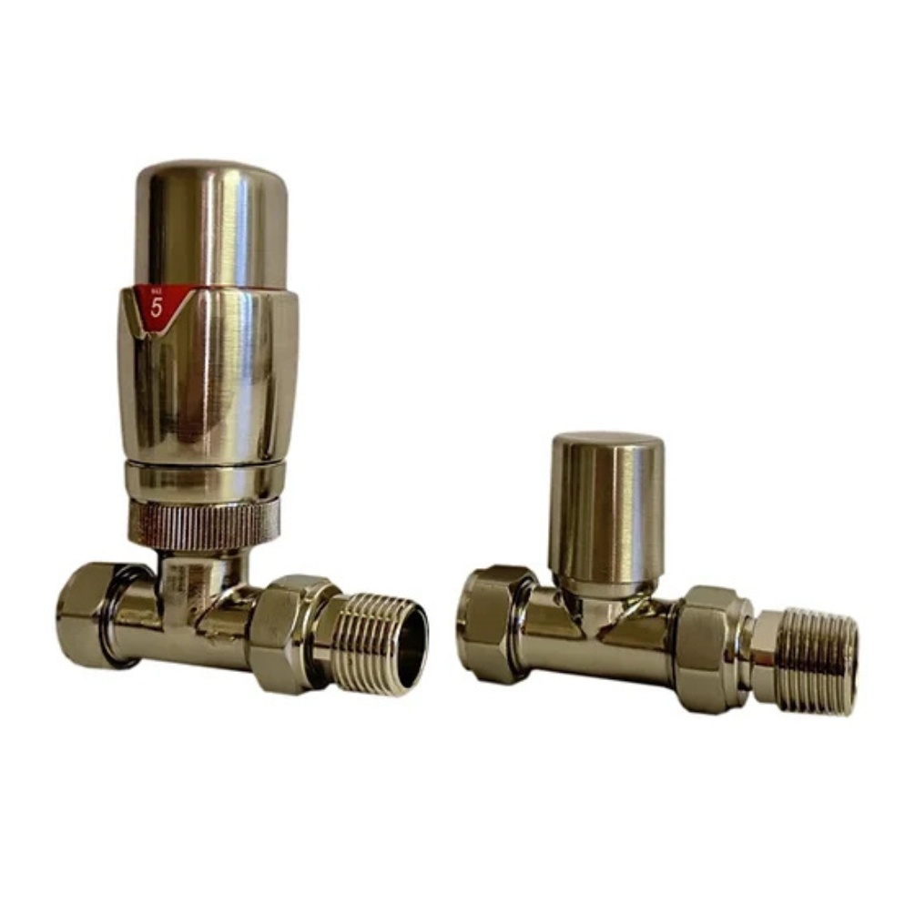 Product cut out image of the Radox Brushed Nickel Thermostatic Straight Valves