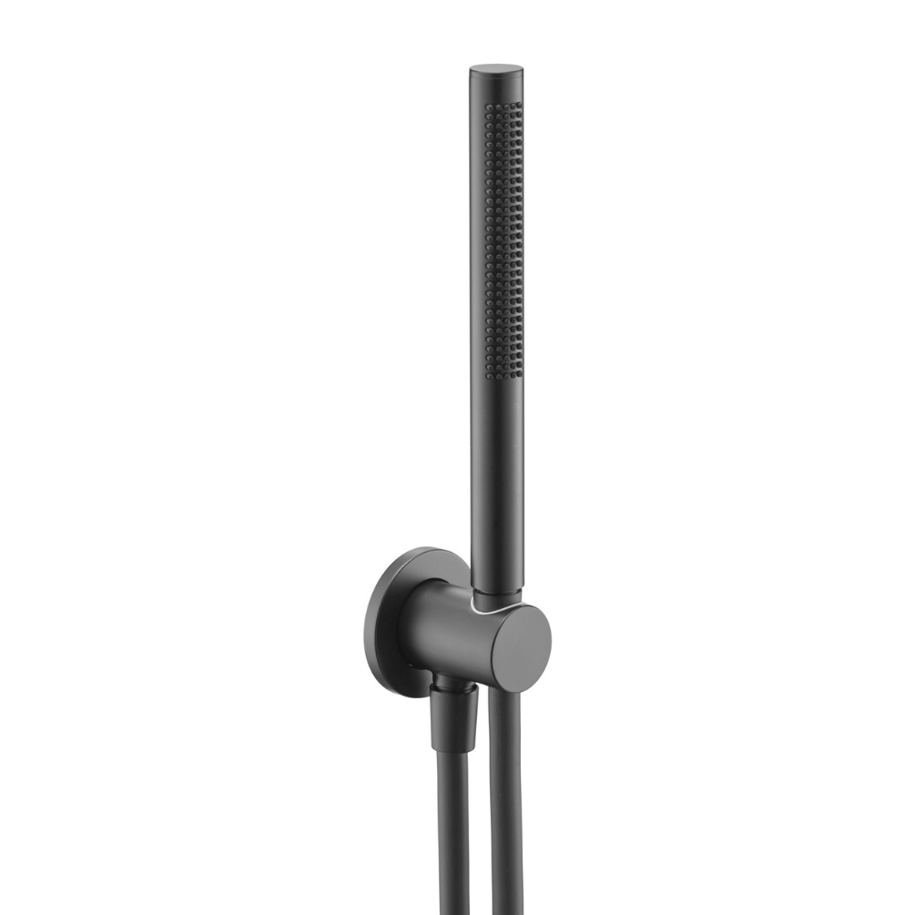 JTP Vos Matt Black Designer Round Water Outlet with Handset Cut Out