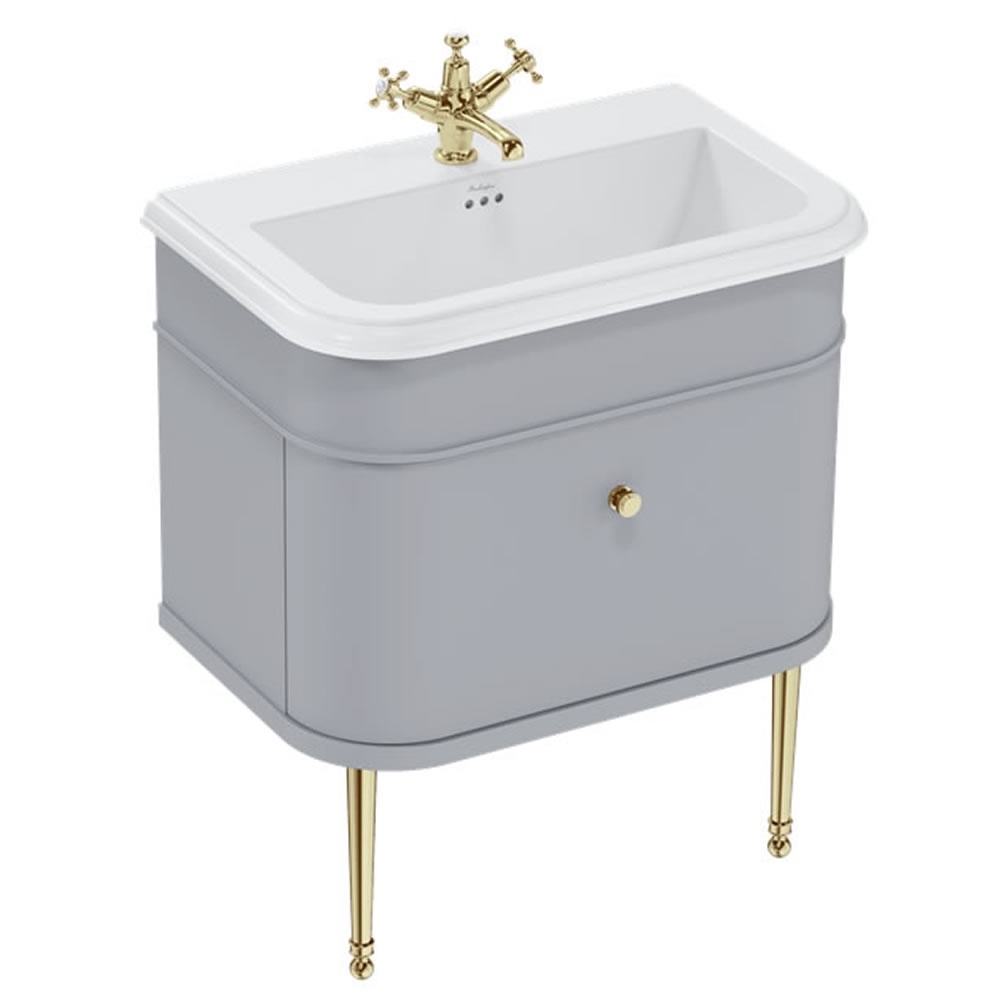 Burlington Chalfont 750mm Basin, Classic Grey Unit & Gold Legs