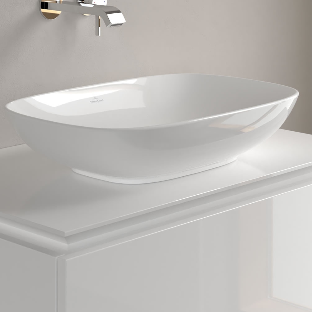 Lifestyle image of Villeroy & Boch Loop & Friends 560mm White Alpin Rectangular Countertop Basin