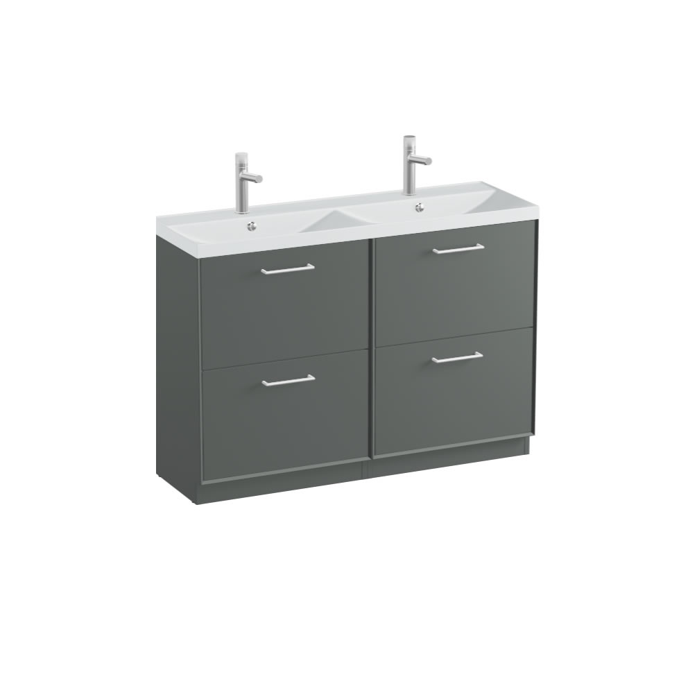 Vado Safari Smooth 1200mm Charcoal Grey Floor Mounted Vanity Unit & Arctic White Basin