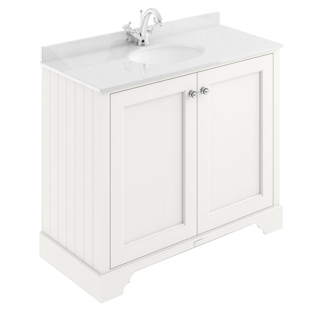 Photo of Bayswater Pointing White 1000mm 2 Door Vanity Unit & White 1TH Worktop