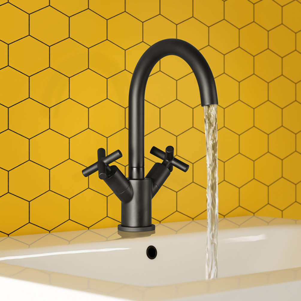 Lifestyle Photo of JTP Solex Matt Black Mono Basin Mixer