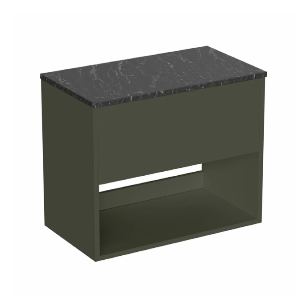 Britton Hackney Earthy Green 700mm Wall Hung Vanity Unit & Worktop