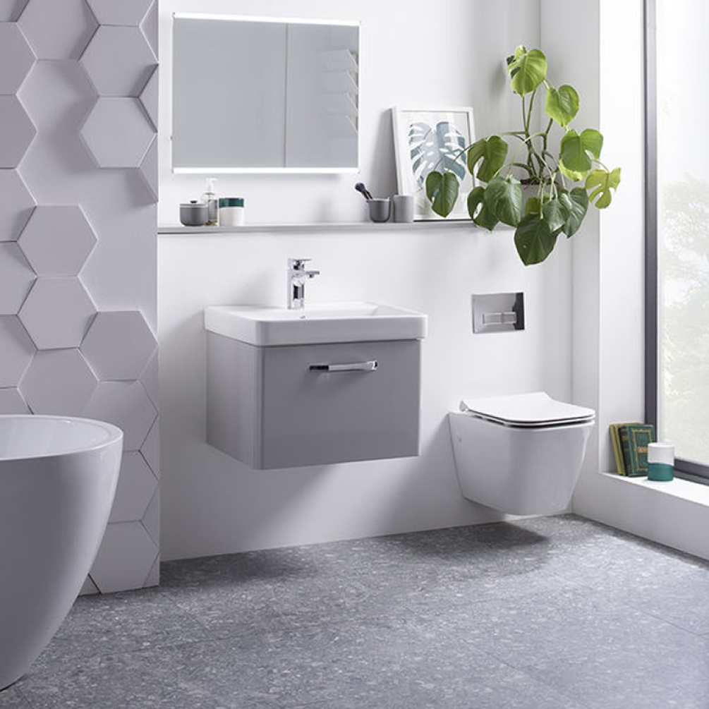 Photo of Tavistock Structure Wall Hung Toilet & Soft Close Seat - Lifestyle