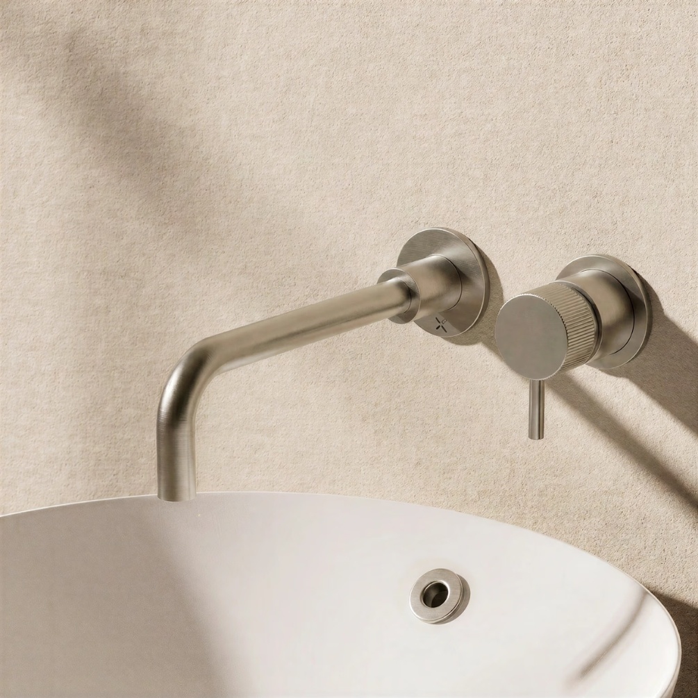 Crosswater MPRO Flute Brushed Nickel Wall Mounted Basin Mixer Tap Lifestyle