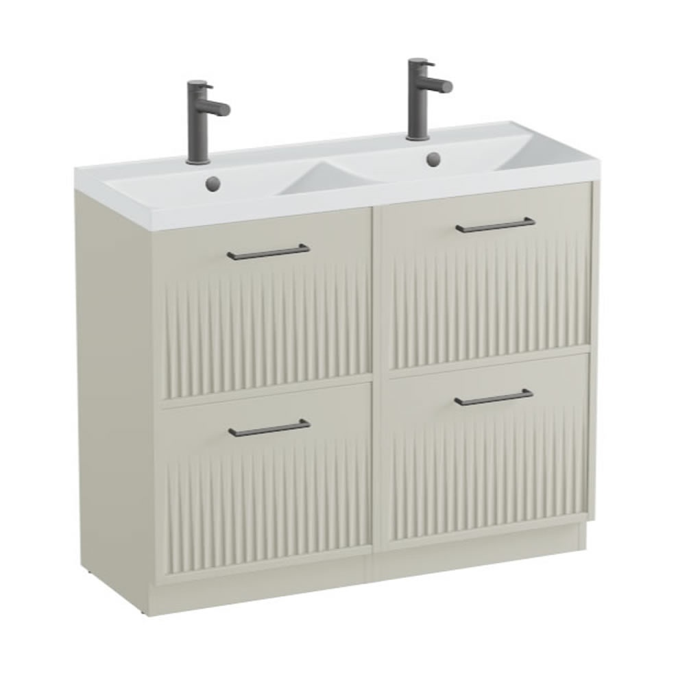 Vado Safari Fluted 1000mm Cashmere Floorstanding Vanity Unit & Arctic White Basin