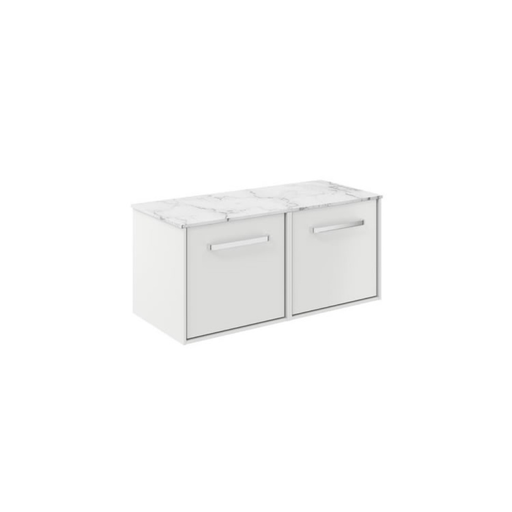 Cutout image of Crosswater Infinity 1000mm Matt White Wall-Hung Vanity Unit & Carrara Marble Worktop