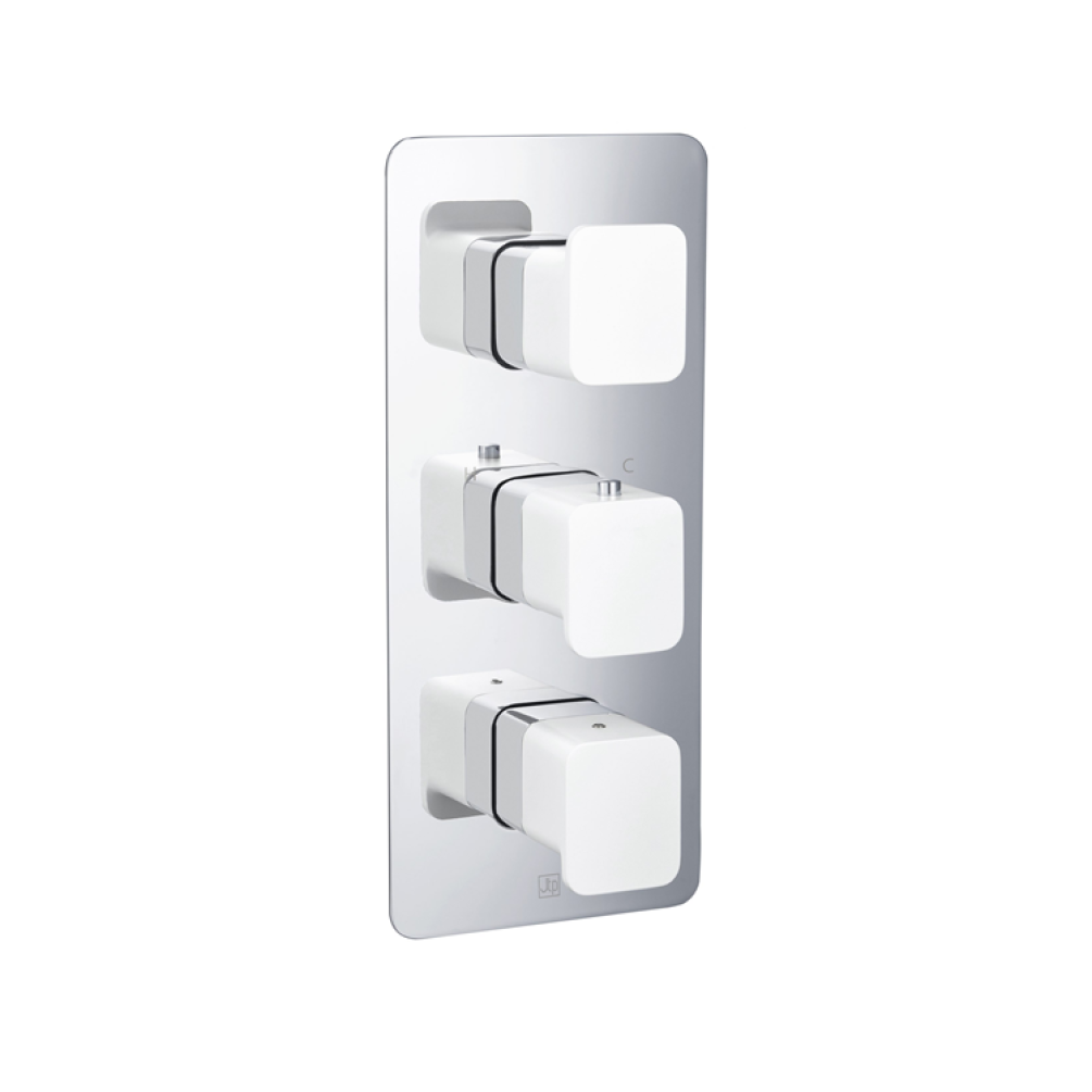 Photo of JTP Axel Chrome & Matt White Triple Outlet Shower Valve