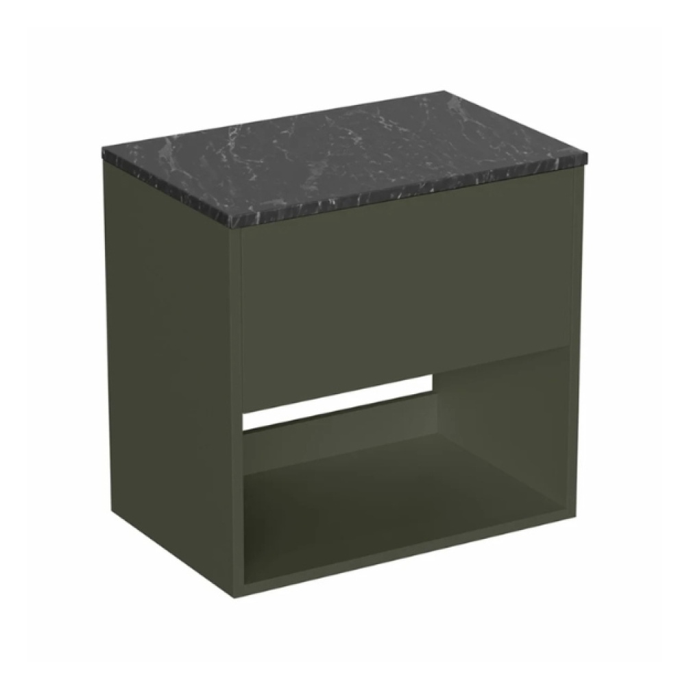 Britton Hackney Earthy Green 600mm Wall Hung Vanity Unit & Worktop