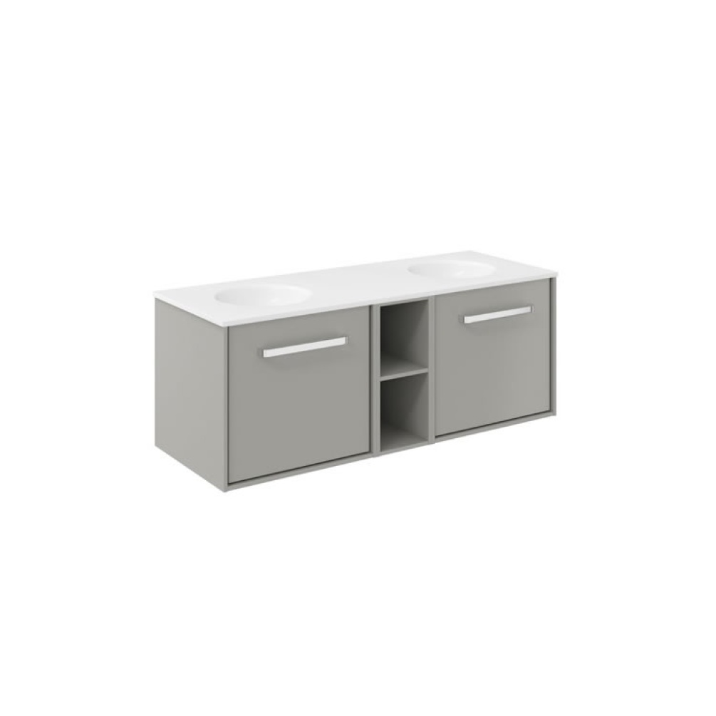 Cutout image of Crosswater Infinity 1200mm Storm Grey Wall-Hung Vanity Unit & Double Basin
