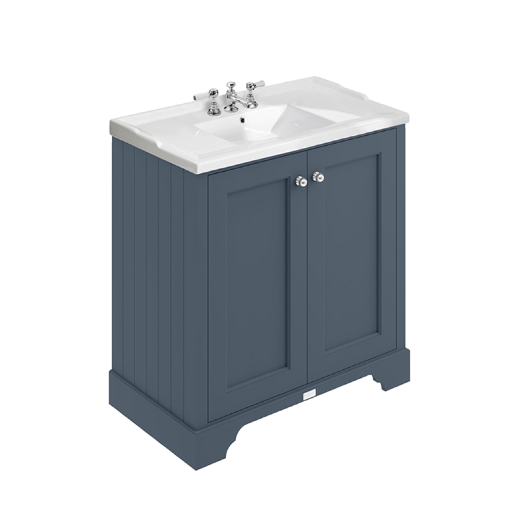 Photo of Bayswater Stiffkey Blue 800mm 2 Door Vanity Unit & Basin with 3TH