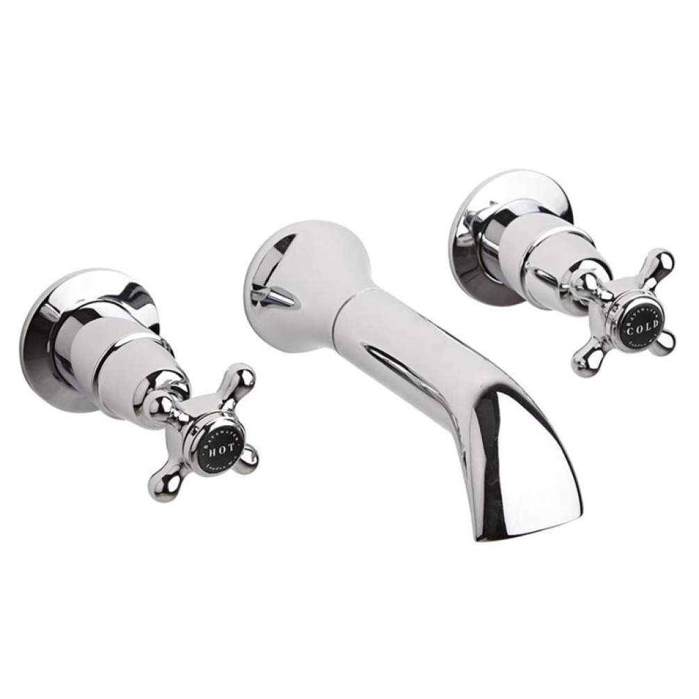 Photo of Bayswater Crosshead Black & Chrome Wall Mounted Basin Filler