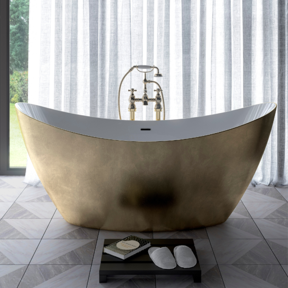 Heritage Hylton 1730mm Gold Effect Freestanding Acrylic Bath - Image 1