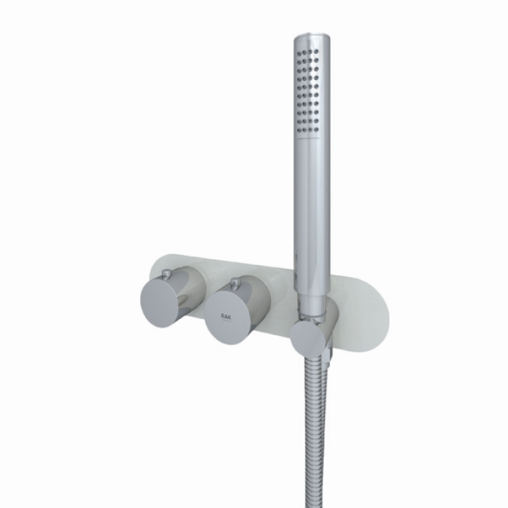 Photo of RAK Feeling Round Dual Shower Valve and Kit in Greige