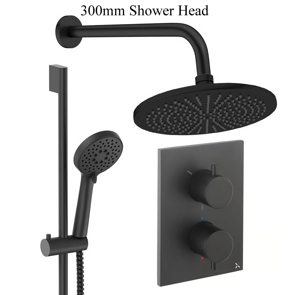 Cutout image of Crosswater Crossbox Matt Black Dual Outlet Slide Rail Shower Set