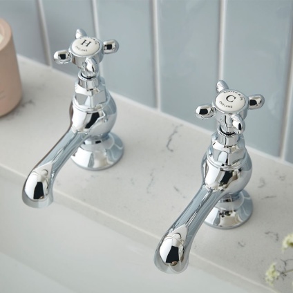 Booth & Co. Axbridge Cross Basin Pillar Taps - Lifestyle Image 1