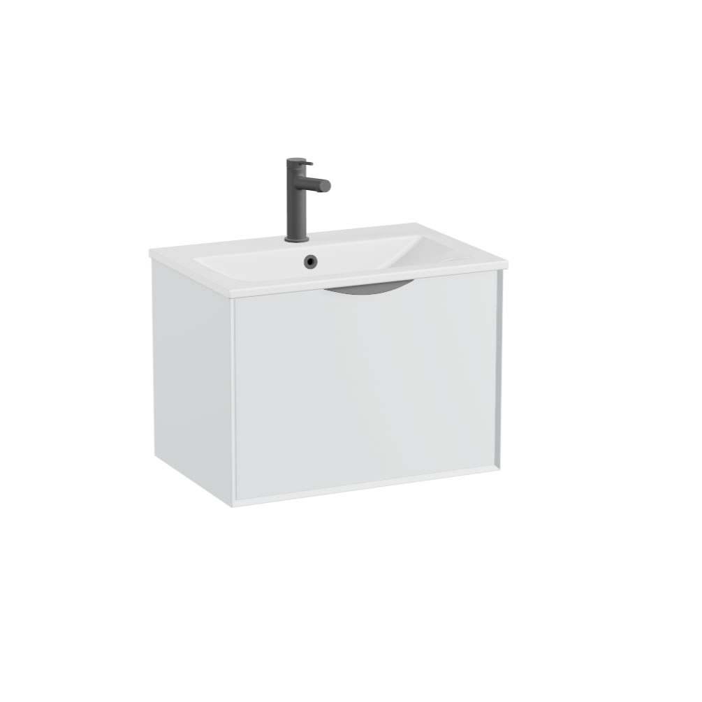 Vado Safari Smooth 600mm Arctic White Wall Hung Vanity Unit & Ceramic Basin