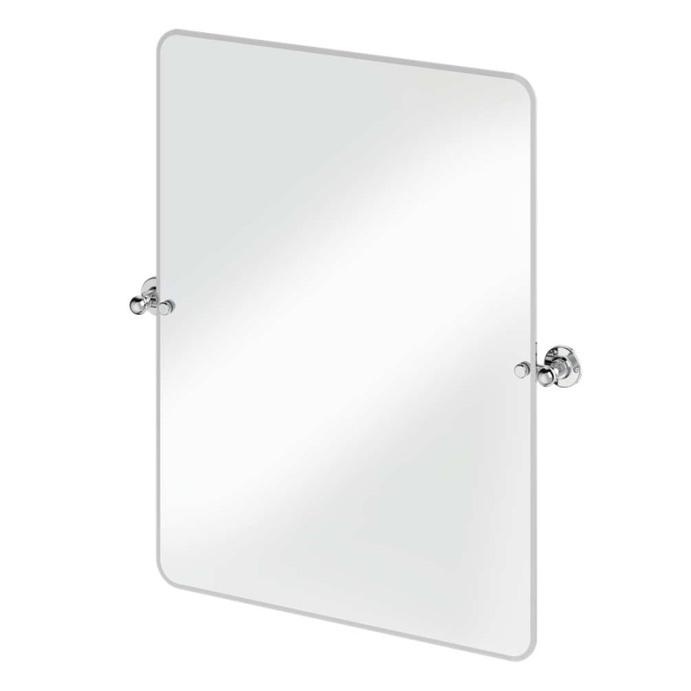 Burlington Chrome 650 x 850mm Rectangular Mirror With Chrome 1850 Fixings