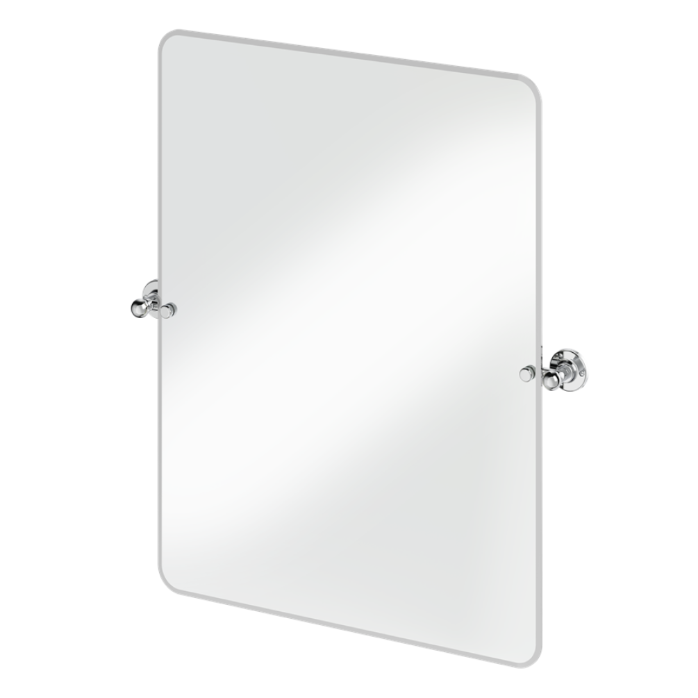 Burlington Chrome 650 x 850mm Rectangular Mirror With Chrome 1850 Fixings