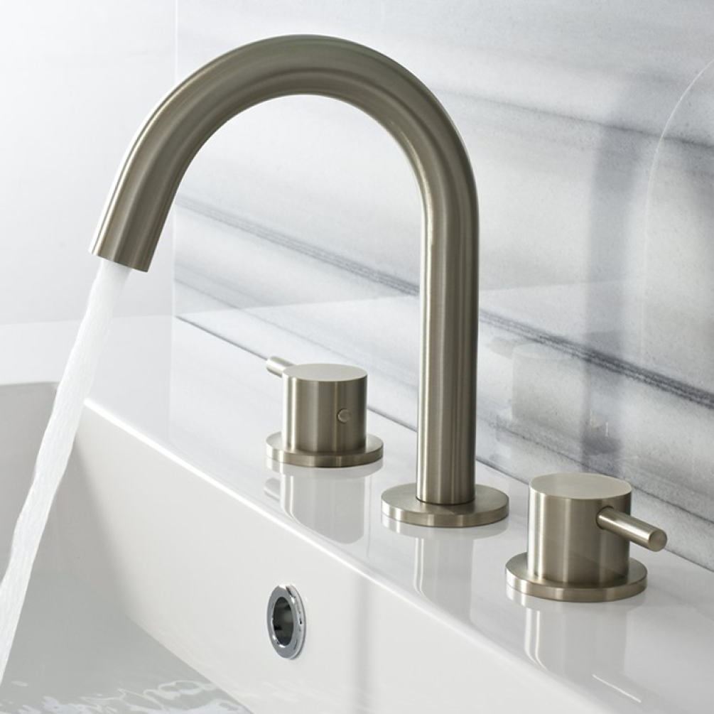 Lifestyle Photo of Crosswater MPRO Brushed Stainless Steel Deck Mounted Basin 3 Hole Set