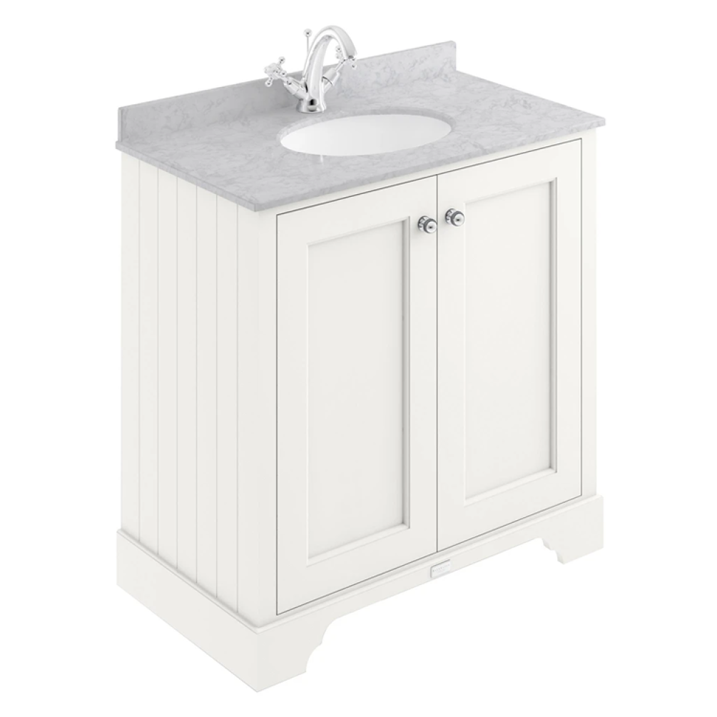 Bayswater Pointing White 800mm 2 Door Vanity Unit & Grey Worktop