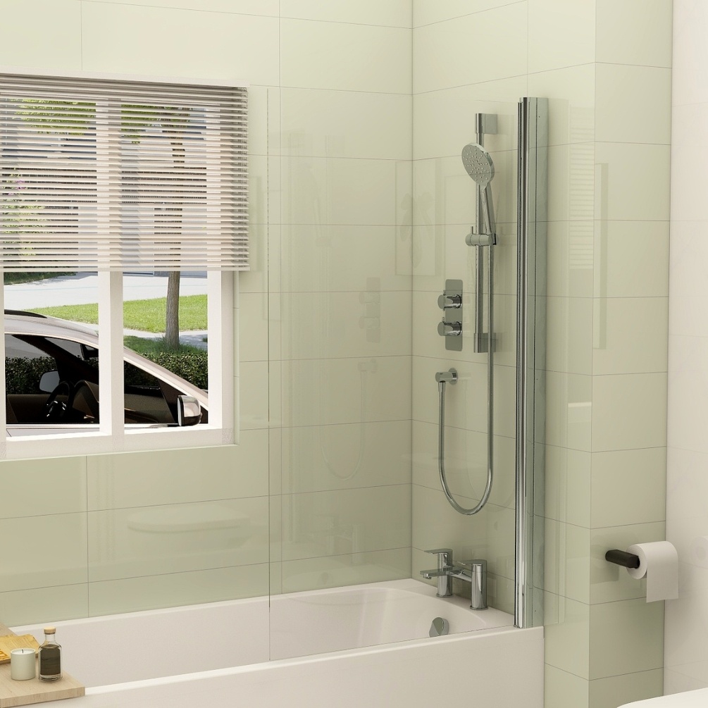 Imex Arco Chrome Universal Straight Bath Shower Screen Lifestyle 1