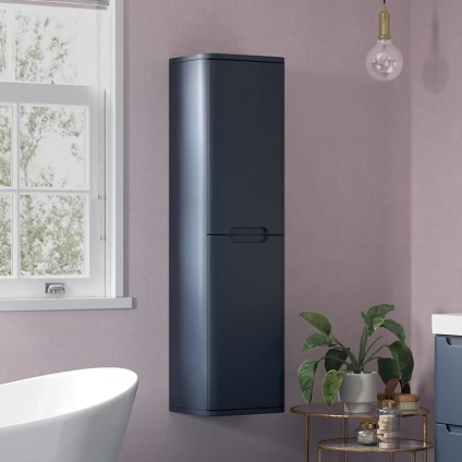 Apex Matt Indigo 350mm Wall Hung Tall Storage Unit - Image 1