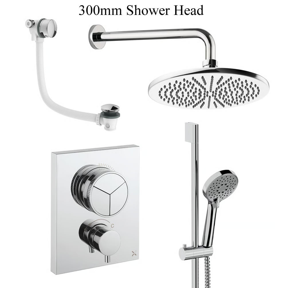 Cutout image of Crosswater Crossbox Push Chrome Triple Outlet Slide Rail Shower Bath Set