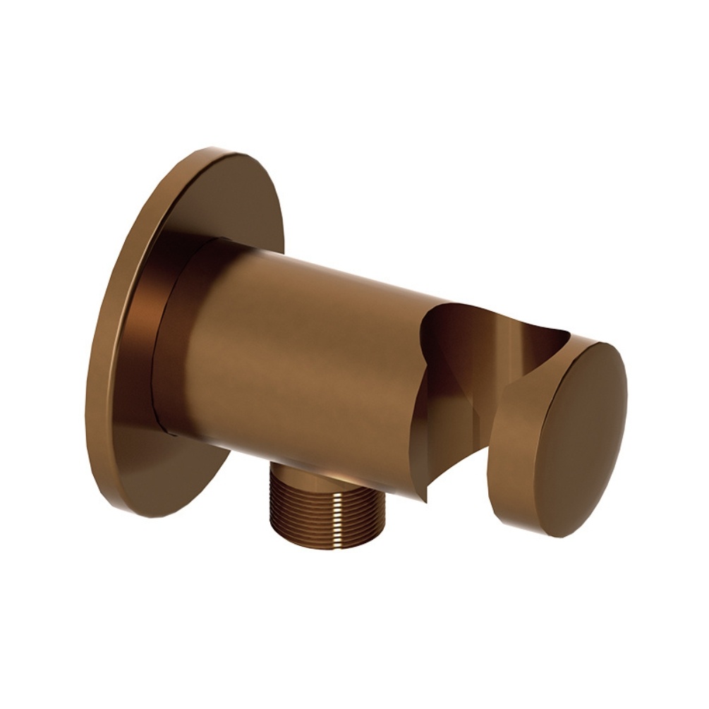 Product cut out image of the Abacus Emotion Brushed Bronze Round Wall Outlet & Holder