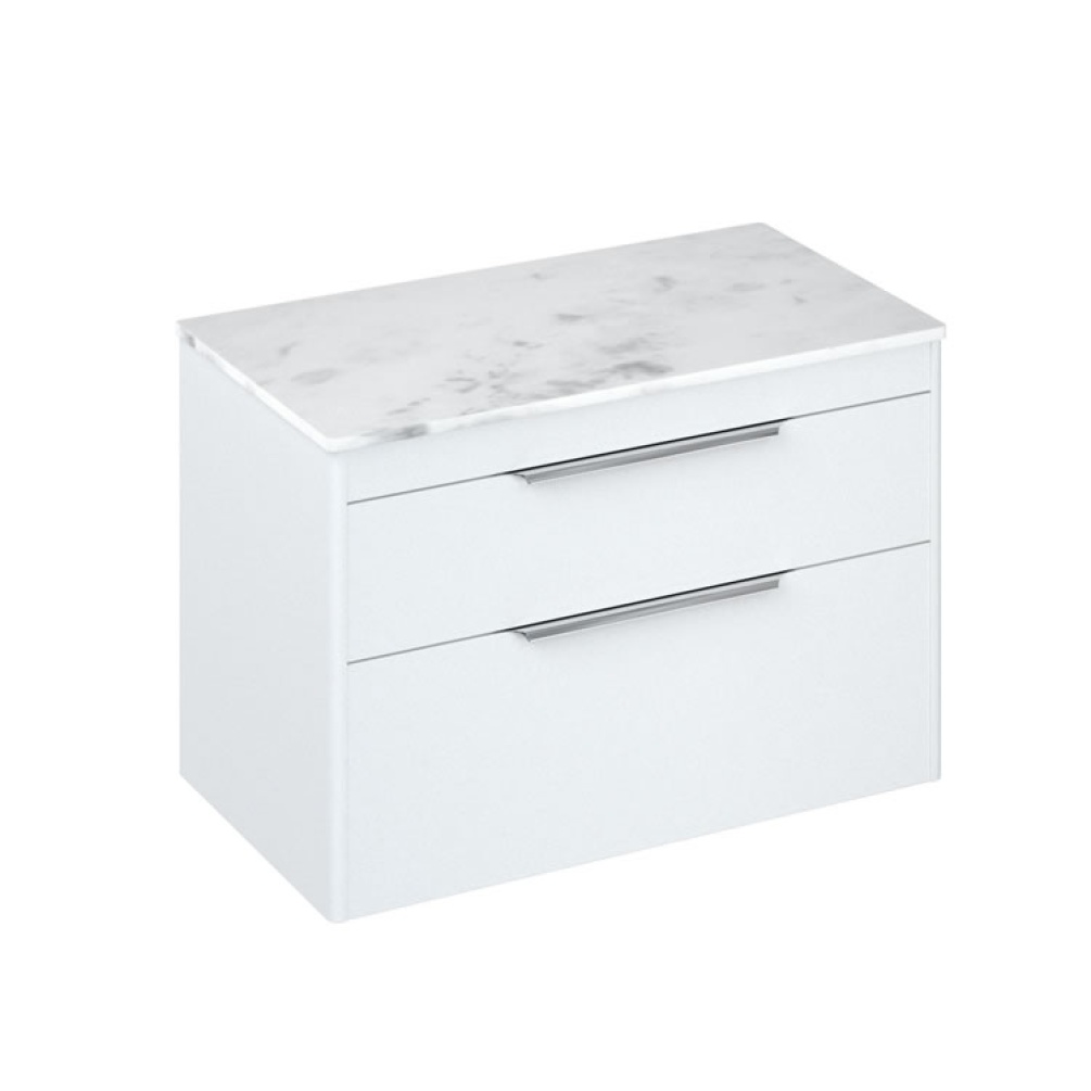 Photo of Britton Bathrooms Shoreditch 850mm Matt White Double Drawer Unit & Worktop
