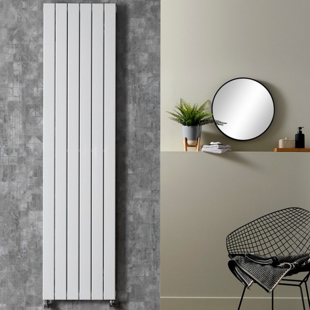 Velaro Supernova White 1800mm x 296mm Double Panel Vertical Radiator Lifestyle