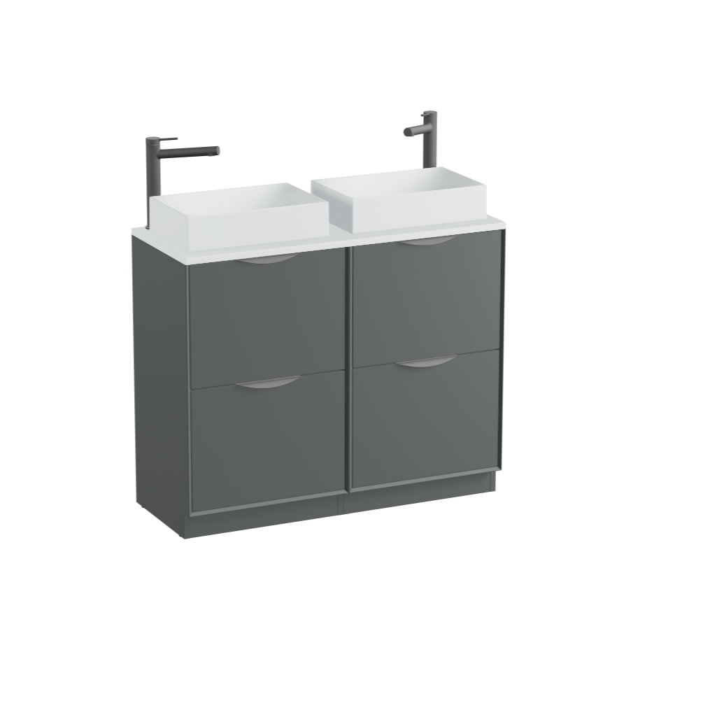 Vado Safari Smooth 1000mm Charcoal Grey Floorstanding Vanity Unit & Arctic White Worktop