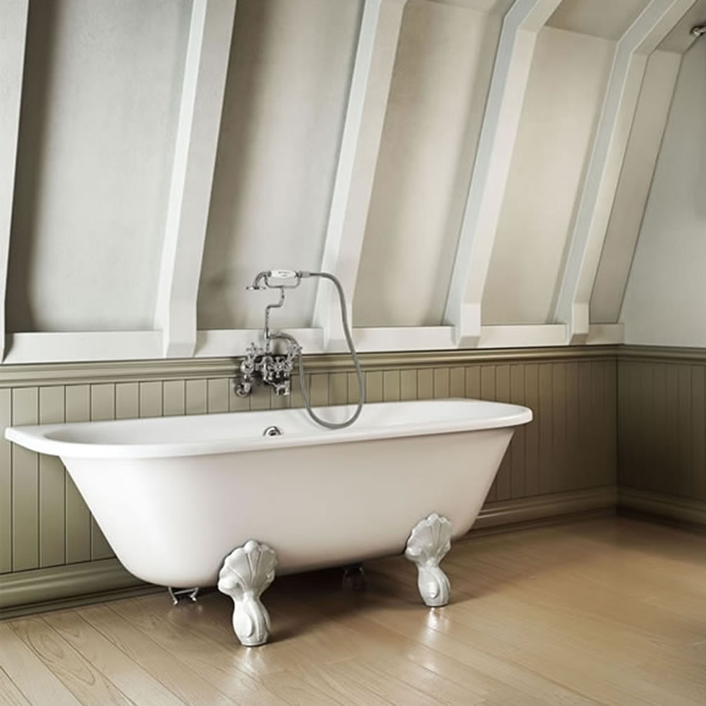 Burlington Avantgarde Back to Wall Bath With White Claw Feet