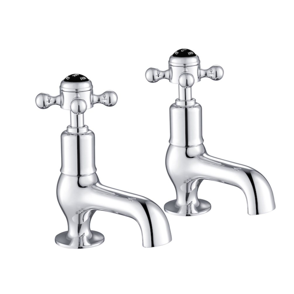 Photo of JTP Grosvenor Cross Chrome Cloakroom Basin Taps - Black Indices